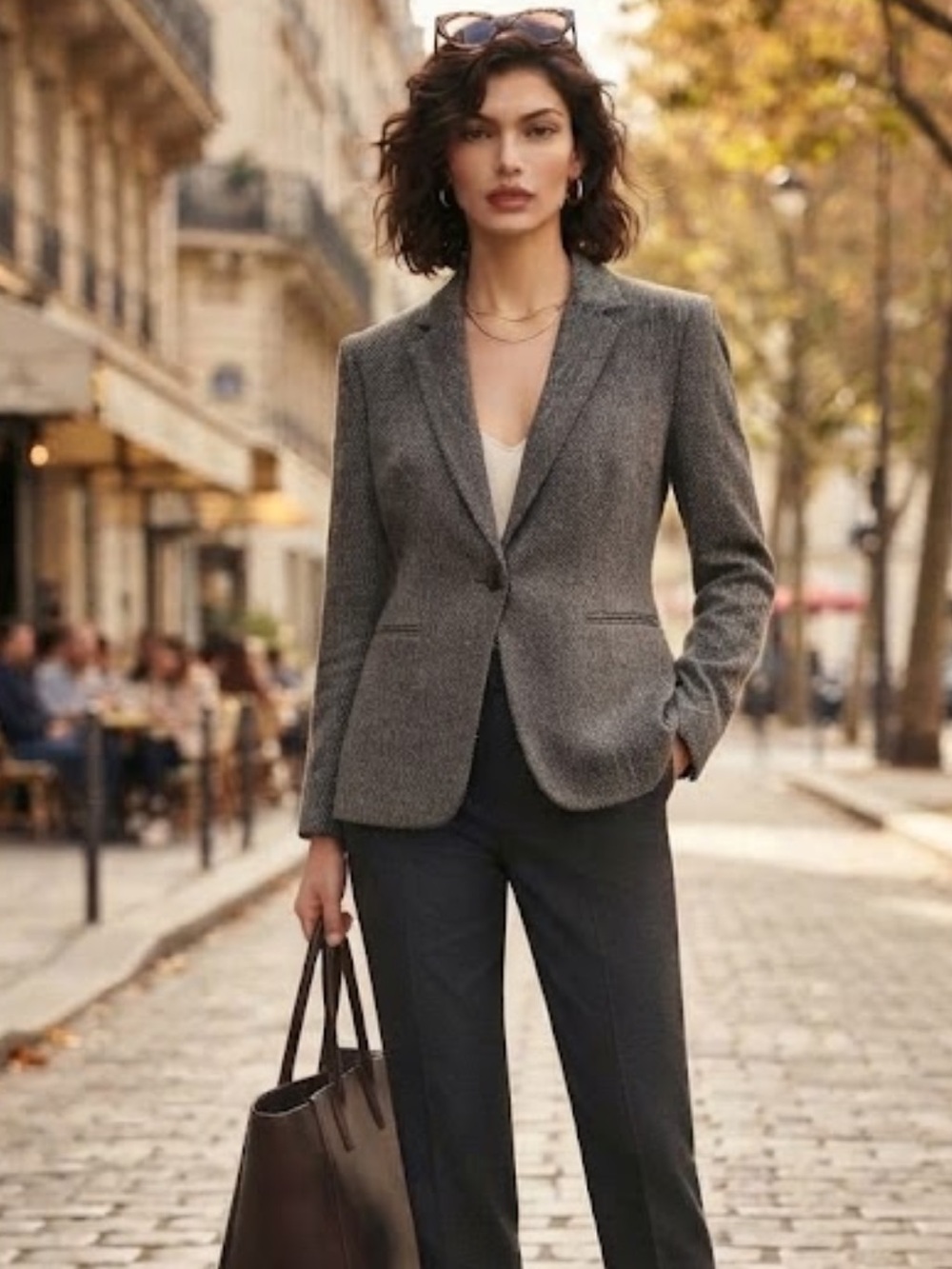 NWOT Ann Taylor black n white woven blazer jacket
